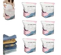 No Pump 3D Vacuum Storage Bags, Extra Large Vacuum Storage Bags for Clothes & Duvets, Press & Seal Roll-Up Compression Bags for Travel, Thickened Reusable Space Saver Bags (M:70x50x30cm,6PCS)