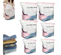 No Pump 3D Vacuum Storage Bags, Extra Large Vacuum Storage Bags for Clothes & Duvets, Press & Seal Roll-Up Compression Bags for Travel, Thickened Reusable Space Saver Bags (M+L,6PCS)
