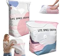 No Pump 3D Vacuum Storage Bags, No-Pump Large Vacuum Storage Compression Bags, Press & Seal Roll-Up Compression Bags For Jumbo Clothes, Bedding,Comforters,off-Season gear (M+L)