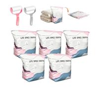 No Pump 3D Vacuum Storage Bags, Pump Free Roll-Up Compression Bags for Clothes and Duvets, Space Saver Vacuum Pack Bags for Travel and Home Organization (5Pcs,M)
