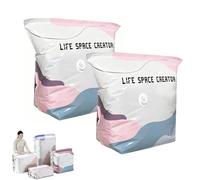 No-Pump Vacuum Storage Bags - Press & Seal, No Pump Needed, Reusable Space Saving Compression Bags, Moisture & Dust Proof Vacuum Storage Bag For Clothes, Perfect For Bulky Bedding (M+L)