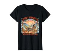No Quiero IR a Donde la Gente Vaya Divertidas Vacaciones introvertidas Camiseta gráfica económica, Mujer, Negro, M
