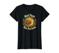 No Rápido No Furioso Retro Groovy Caracol Vida Lenta Mujeres Perezosas Camiseta gráfica económica, Mujer, Negro, M