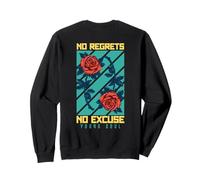 No Regrets Rose Backprint - Aesthetic Edgy Streetwear Sudadera