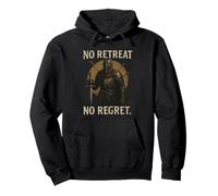 NO Retreat-NO Regret Batalla desgastada Caballero Medieval Arte Gráfico Sudadera con Capucha