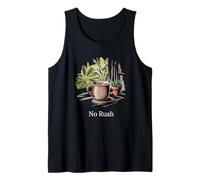 No Rush Ventana Café Plantas Vida Lenta Camiseta sin Mangas