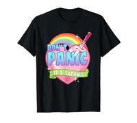 No se asuste Es Satánico Arco Iris Pentagrama Pagano Oculto Camiseta gráfica económica, Hombre, Negro, S