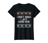 No sé, Solo Trabajo aquí Feo suéter de Navidad Camiseta gráfica económica, Mujer, Negro, S