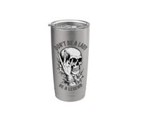 No seas una dama, sé una leyenda, arte floral de calavera Vaso térmico de acero inoxidable de doble pared