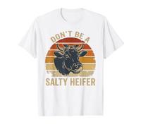 No Seas una novilla Salada, Retro, Puesta de Sol, Vintage, Vaca de Granja Camiseta gráfica económica, Hombre, Blanco, L