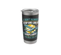 No siempre me detengo y miro aviones gracioso Vaso térmico de acero inoxidable de doble pared