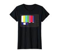 No Signal 70s 80s Television Screen Retro Vintage Funny TV Camiseta gráfica económica, Mujer, Negro, L