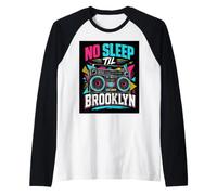 No Sleep Til Brooklyn Retro Boombox, Amante de la música Camiseta Manga Raglan