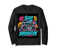 No Sleep Til Brooklyn Retro Boombox, Amante de la música Manga Larga