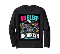 No Sleep Til Brooklyn Retro Boombox, Amante de la música Manga Larga