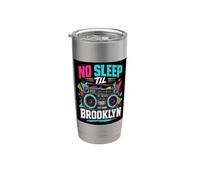 No Sleep Til Brooklyn Retro Boombox, amante de la música Vaso térmico de acero inoxidable de doble pared