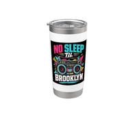 No Sleep Til Brooklyn Retro Boombox, amante de la música Vaso térmico de acero inoxidable de doble pared