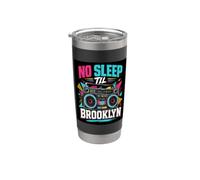 No Sleep Til Brooklyn Retro Boombox, amante de la música Vaso térmico de acero inoxidable de doble pared