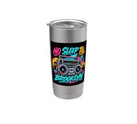 No Sleep Til Brooklyn Retro Boombox, amante de la música Vaso térmico de acero inoxidable de doble pared