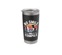 No Smile Only Compile Coding Developer Programmer Vaso térmico de acero inoxidable de doble pared
