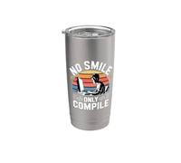 No Smile Only Compile Coding Developer Programmer Vaso térmico de acero inoxidable de doble pared