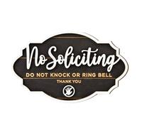 No Soliciting Door Sign, Hanging Wood, Funny Wall Decor Message, 14,5 x 8,9 x 2 cm Rustic Entryway Accent, Lightweight Indoor / Outdoor Display, for Home or Small Business
