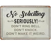No Soliciting Seriously. Letrero vintage con texto en inglés "Don't Ring Bell Knock Make it Weird" para decoración de baño, decoración de pared del hogar, cumpleaños, aniversario, regalos de