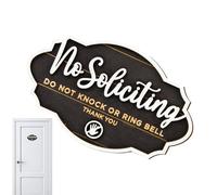 No Soliciting Sign, Front Door Sign, Wooden Decoration, Great Durability, Attractive Look, Funny Message, Hanging Design, Home or Business Use, 14,5 x 8,9 x 2 cm