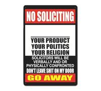 No Soliciting Signs For House - 7.8 X 11.8 Inches | Weatherproof UV Protected Heavy Duty Decoration - For Front Door Letter Box, Home Business Offices Apartments