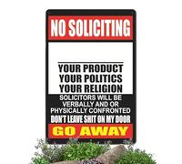 No Soliciting Yard Sign - Metal Wall Door Warning | Rust Resistant Aluminum Plate with Bold Printed Text, Pre Drilled Hanging Holes, Outdoor Weatherproof Front Door Notice Sign