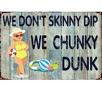 No Somos Skinny Swim, Pero Slam Dunk Letreros De Estaño Impermeable Cartel De Chapa Vintage Letrero De Lata para Cafetería Bar Clube 20X30Cm
