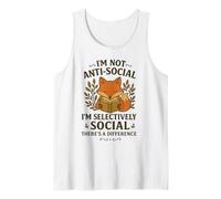 No Soy Antisocial Selectivamente Social Lectura de Libros de Fox Camiseta sin Mangas