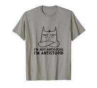 No soy antisocial Soy antiestúpido Deprimido Gato molesto Camiseta
