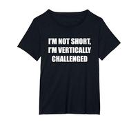 No Soy bajo, Estoy verticalmente desafiado Camiseta, Mujer Tallas Grandes, Negro, 3XL Grande