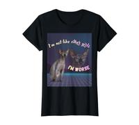 No Soy como Otras Chicas Soy Peor Gato sin Pelo Retro Camiseta gráfica económica, Mujer, Negro, S