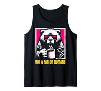 No Soy fanático de los Humanos - Divertido Amante del café del Oso introvertido Camiseta sin Mangas