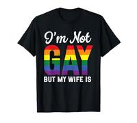 No soy gay, pero mi esposa es divertida LGBT Rainbow Gay Wedding Camiseta