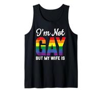No soy gay, pero mi esposa es divertida LGBT Rainbow Gay Wedding Camiseta sin Mangas
