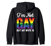 No soy gay, pero mi esposa es divertida LGBT Rainbow Gay Wedding Sudadera con Capucha