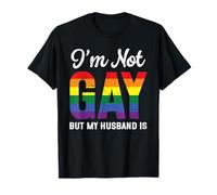 No soy gay, pero mi esposo es divertido LGBT Rainbow Gay Wedding Camiseta