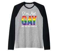 No soy gay, pero mi esposo es divertido LGBT Rainbow Gay Wedding Camiseta Manga Raglan