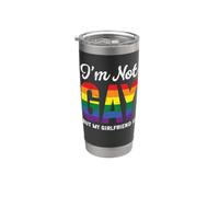 No soy gay, pero mi novia es divertida boda LGBT arcoíris Vaso térmico de acero inoxidable de doble pared