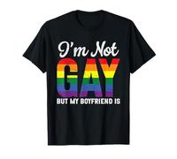 No soy gay, pero mi novio es divertido LGBT Rainbow Wedding Camiseta