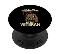 No Soy la Esposa de los Veteranos Soy la veterana Negra veterana Mujer PopSockets PopGrip Adhesivo