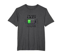 No Soy Perezoso Modo de Ahorro de energía Cita Divertida de la batería Camiseta, Hombre Tallas Grandes, Jaspeado Oscuro, 3X Alto