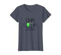No Soy Perezoso Modo de Ahorro de energía Cita Divertida de la batería Camiseta, Mujer, Azul Jaspeado, XS