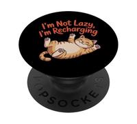 No Soy Perezoso Recargando Modo Energía Motivación Amantes de los Gatos PopSockets PopGrip Adhesivo