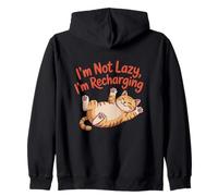 No Soy Perezoso Recargando Modo Energía Motivación Amantes de los Gatos Sudadera con Capucha