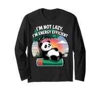 "No soy perezoso, soy eficiente energéticamente" Un panda frío Manga Larga