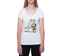 No Soy Responsable De Lo Que Haga Mi Cara Camiseta De Manga Corta Blanca con Cuello Redondo para Mujer T-Shirt Short Sleeve White Crewneck tee For Women